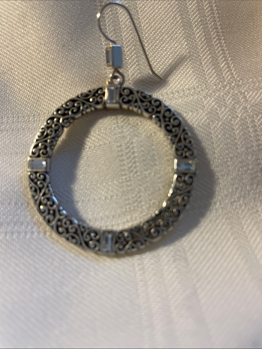 Brighton Antique Silver Filigree Round Drop Earrings - Picture 3 of 3
